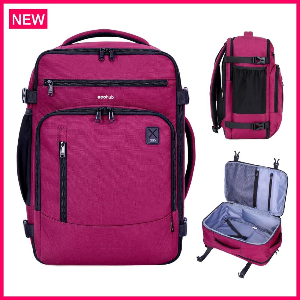 17" Travel Backpack, 25l Daypack With 16 Pockets, Water Resistant, Fits 15.6"